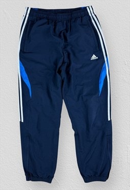 Vintage Adidas Blue Tracksuit Bottoms Striped Mens Medium