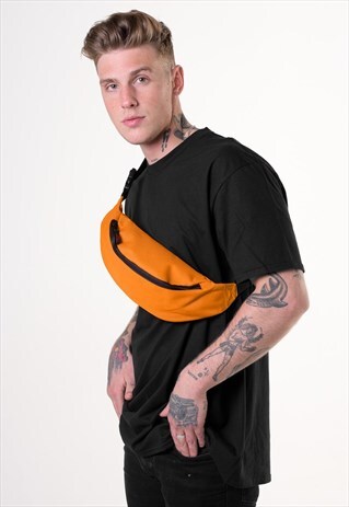 CROSS BODY FESTIVAL TOTE MAN BUM BAG - NEON ORANGE
