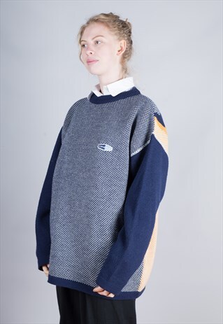 90'S O'NEILL BLUE TEXTURED SPELL OUT JUMPER - B1430