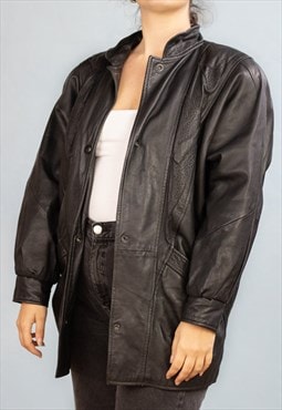 Vintage  Leather Jacket Arrows in Black L