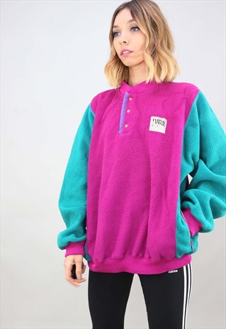 VINTAGE 90S OVERSIZED 1/4 BUTTON FLEECE