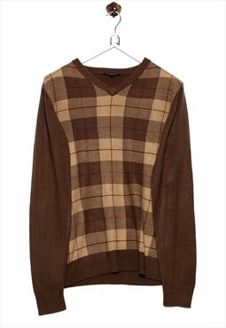 Vintage  George  Brown Glencheck Pattern Sweater With V-Neck