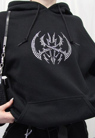 Y2k oversized black diamante tribal hoodie | NAMED Collective | ASOS ...