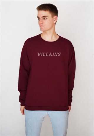 BURGUNDY VILLAINS LINED (WHITE) SWEATSHIRT