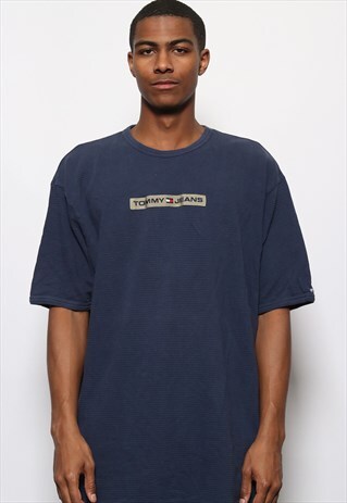 VINTAGE TOMMY JEANS BIG LOGO T-SHIRT NAVY BLUE