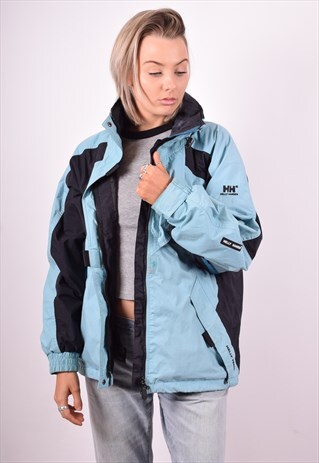 HELLY HANSEN WOMENS VINTAGE WINDBREAKER JACKET XL BLUE 90'S