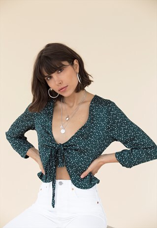 WREN BLOUSE - GREEN POLKA