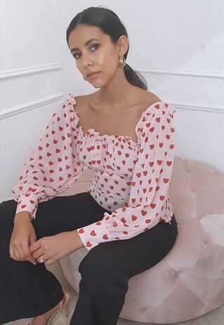 PINK HEART VALENTINE BLOUSE