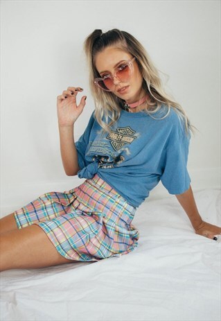 VINTAGE 00S INSPIRED PLEATED MINI SKIRT RAINBOW