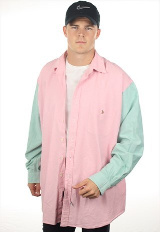 VINTAGE RALPH LAUREN TWO TONE LONG SLEEVE THE BIG SHIRT