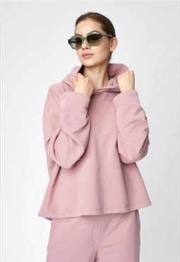 Pink Relaxed Fit Cotton Hoodie