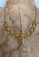 60'S VINTAGE LADIES NECKLACE GOLD AMBER STONE DELICATE 