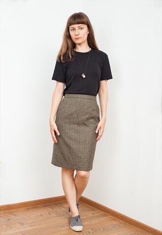 70'S VINTAGE PIERRE CARDIN WOOL TWEED SKIRT