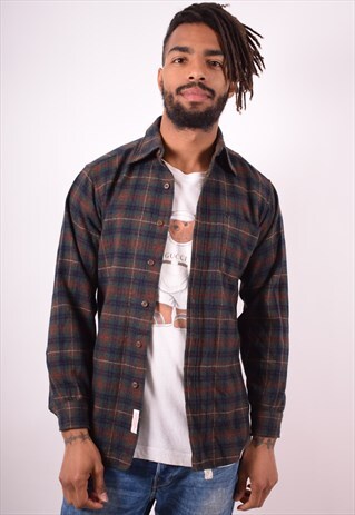 PENDLETON MENS VINTAGE FLANNEL SHIRT SMALL MULTI CHECK 90S