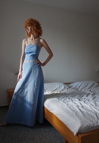 Y2K PROM DRESS CORSET SKIRT SET GOWN SEQUINES M