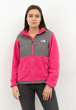 Fleece Jacket Full Zip Up Jumper Sweatshirt Pink Top Vintage