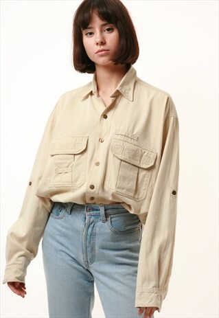 90S VINTAGE OLDSCHOOL CAMEL COTTON SHIRT 15968