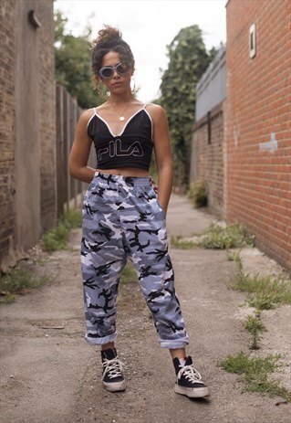 CAMO PRINT GREY AND BLUE UNISEX JOGGERS