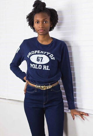 VINTAGE POLO RALPH LAUREN T-SHIRT LOGO 90S L 7.9