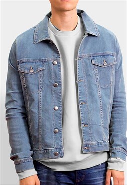 54 Floral Essential Denim Jean Over Shirt Jacket - Blue