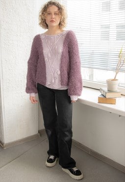 Vintage 80's Knitted Fluffy Pullover Jumper