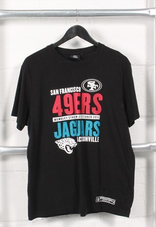 Vintage NFL T-Shirt in Black Crewneck American Sports Tee XL