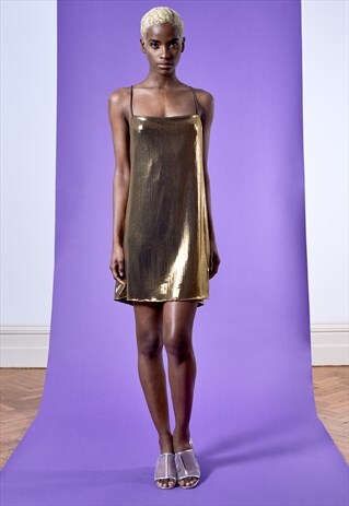 ASHANTI METALLIC GOLD SLIP DRESS