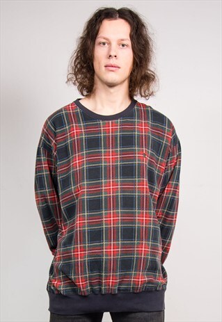 90'S VINTAGE RALPH LAUREN TARTAN PATTERN SWEATSHIRT JUMPER