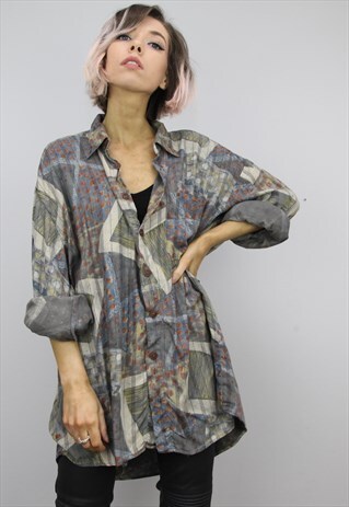 VINTAGE 80S/90S OVERSIZED PATTERNED SHIRT