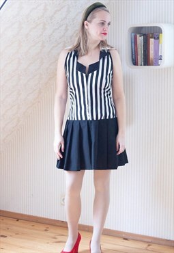 Black and white striped sleeveless dress