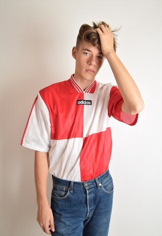 VINTAGE ADIDAS FOOTBALL SHIRT MADE IN UK 90'S SIZE M (2626)