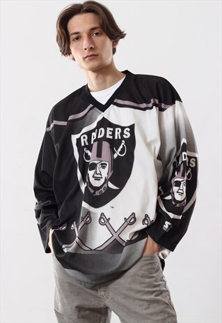 90'S VINTAGE MENS RAIDERS STARTER BIG LOGO TOP JERSEY SHIRT