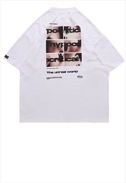 Grunge slogan t-shirt nothingness top raver tee in white