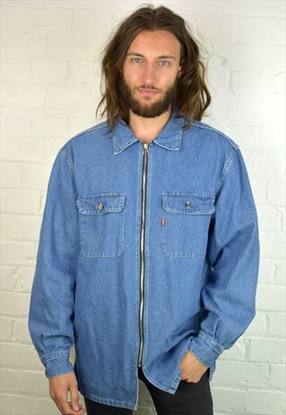 VINTAGE 90'S ZIP-UP DENIM SHIRT