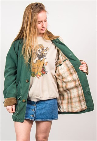 VINTAGE 90'S GREEN DENIM CHORE JACKET