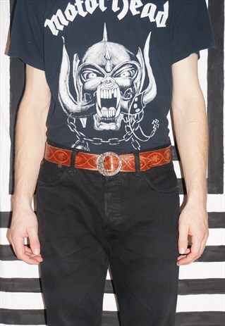 VINTAGE 90'S PATTERNED LEATHER BELT