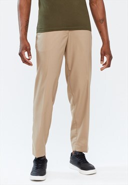 54 Floral Straight Tapered Formal Suit Trousers - Cream Tan