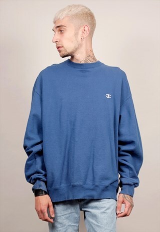 VINTAGE 90'S CHAMPION ROYAL BLUE SWEATER