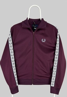 Stussy x Fred Perry Taped Track Top in Burgundy 