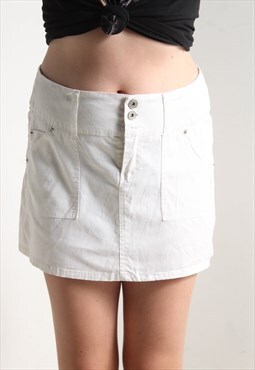 Vintage Y2K Denim Mini Skirt White W34'