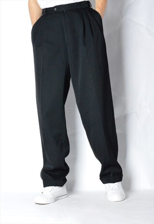 VINTAGE 80S BLACK WOOL BLEND PANTS