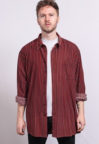 VINTAGE CORDUROY CORD STRIPED SHIRT