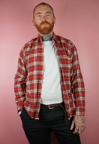 VINTAGE 1990S RED CHECK FLANNEL SHIRT