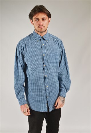 VINTAGE WRANGLER CHECKED SHIRT BLUE