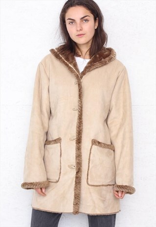 VINTAGE BEIGE ST. JOHN'S BAY SHEARLING JACKET