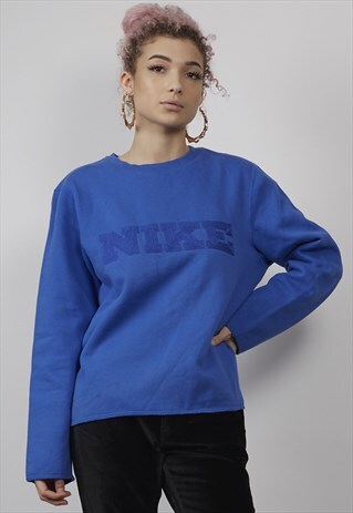 VINTAGE 90'S NIKE LOGO ROYAL BLUE SWEATER