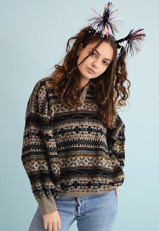 90'S RETRO FAIR ISLE KNIT DADS CHRISTMAS JUMPER