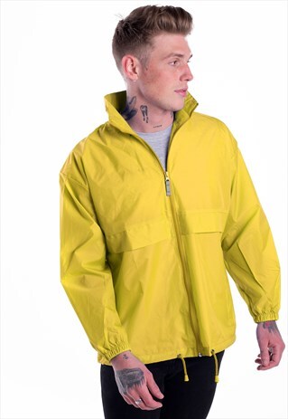 LIGHTWEIGHT ZIP UP WINDRUNNER COAT JACKET - GOLD YELLOW