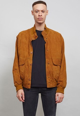 CAMEL BROWN 90'S SUEDE VINTAGE BOMBER JACKET
