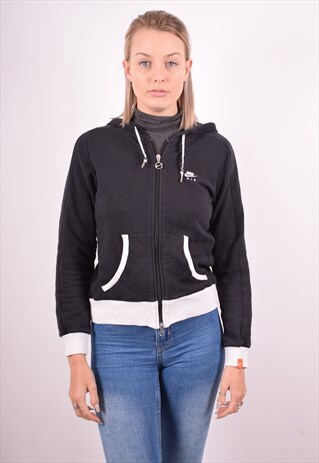 NIKE WOMENS VINTAGE HOODIE JACKET SMALL BLACK 90S